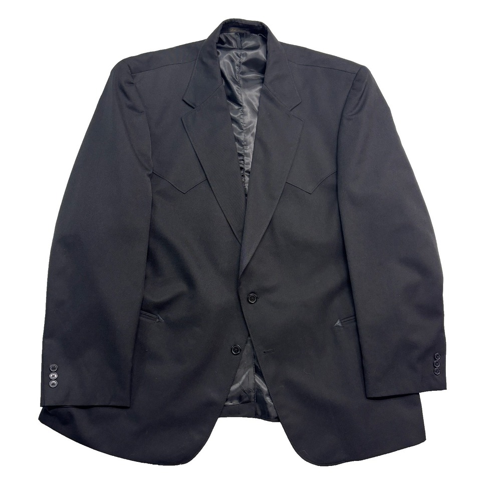 NEW Circle S 54L Black Western Blazer Jacket Sport Suit Coat Wool Blend Cowboy